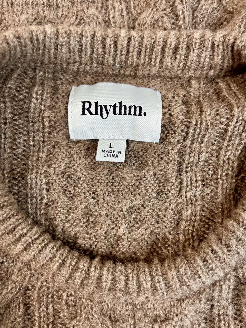 Rhythm. Men's Crewneck Sweater In Warm Beige